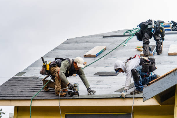 Professional Gutter Installation technician working in Longmire, WA